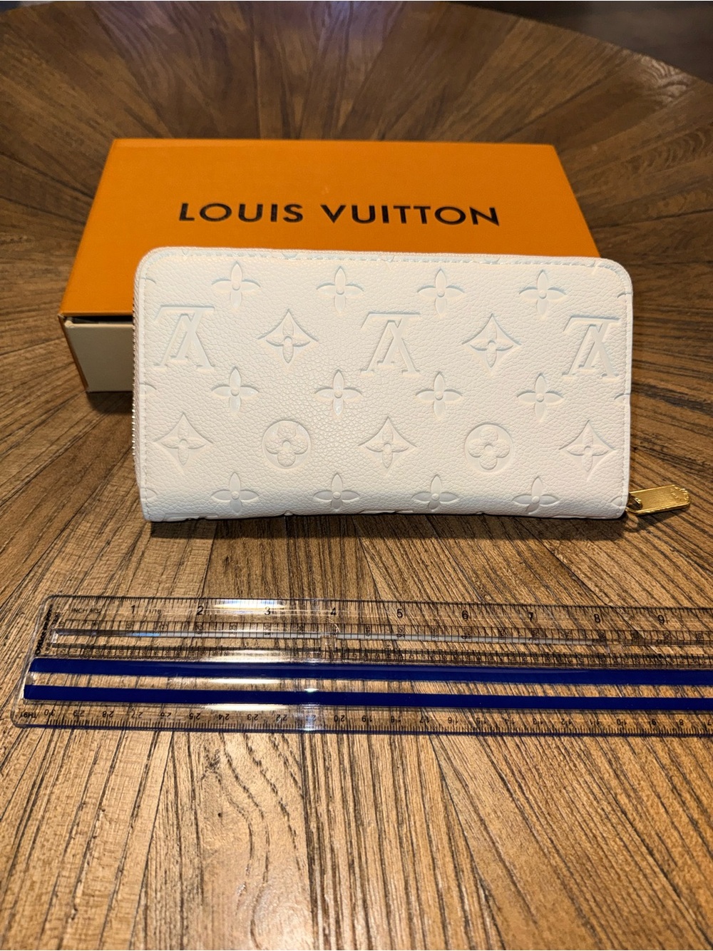 Louis Vuitton White Embossed Monogram Zip Around Wallet - Picture 10 of 10